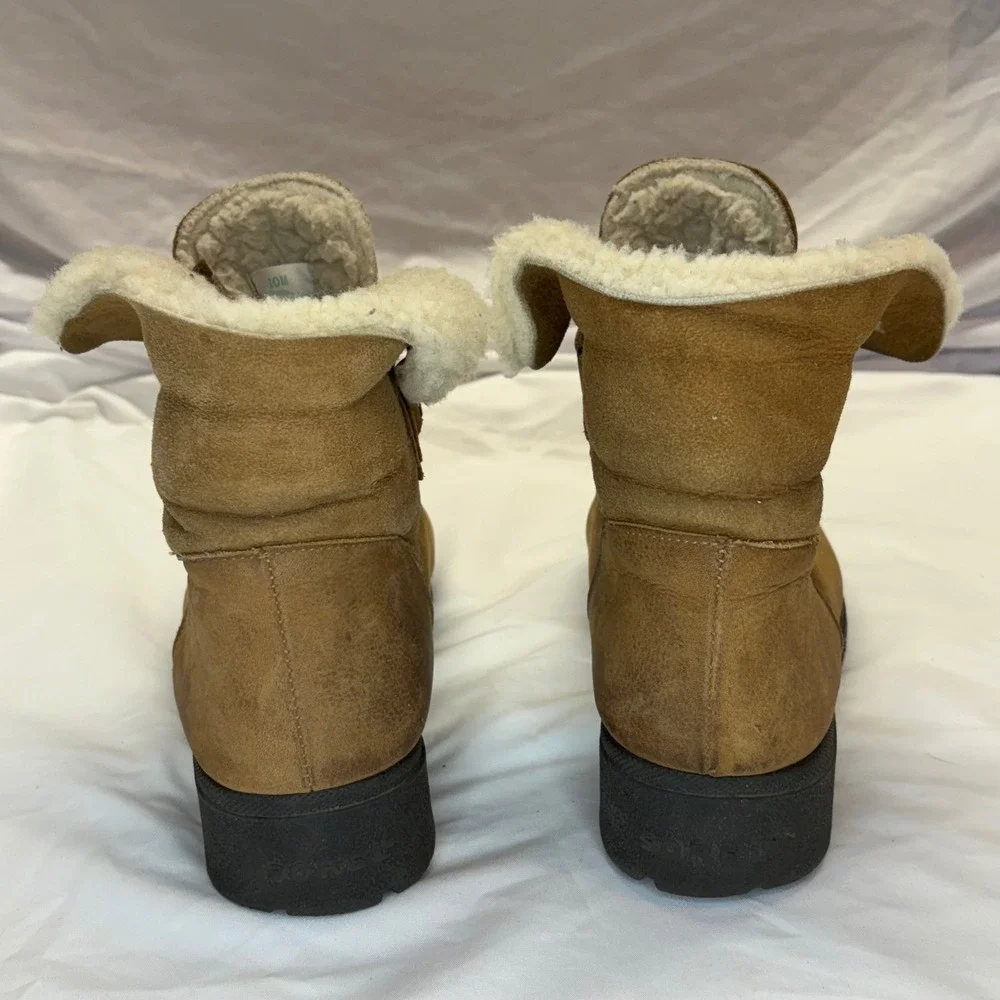 VTG Sorel Boots Women's‎ 10M Leather Shearling Lined Ankle Winter Made in Canada